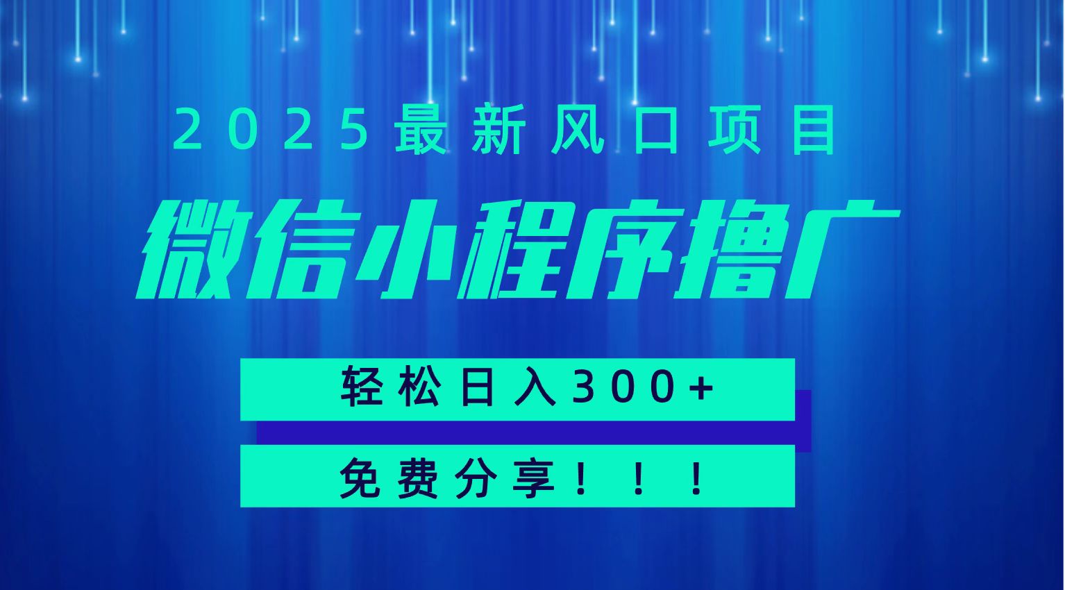 微信小程序撸广,最新风口项目,日入300+ 免费分享 可批量操作 小白可轻松上手!!-优优云网创