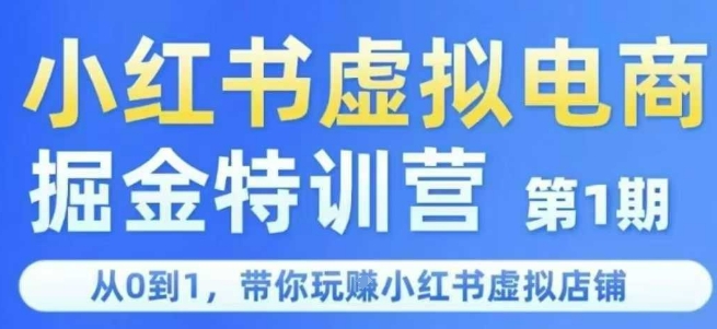 小红书虚拟电商掘金特训营第1期,从0到1,带你玩转小红书虚拟店铺-优优云网创