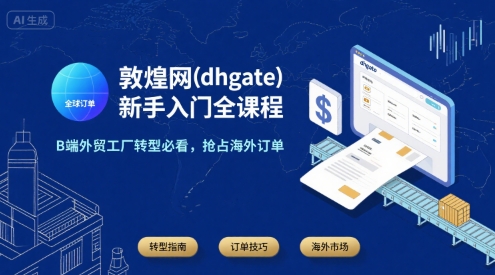 敦煌网(dhgate)新手入门全课程,B端外贸工厂转型必看,抢占海外订单-优优云网创