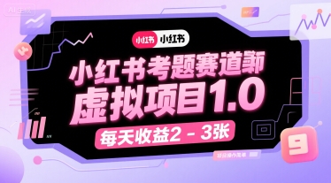 小红书考题赛道虚拟项目1.0,项目操作简单,每天收益2-3张-优优云网创