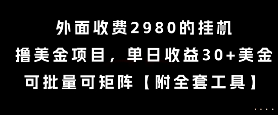 外面收费2980的挂G撸美金项目，单日收益30+美金，可批量可矩阵【揭秘】-优优云网创