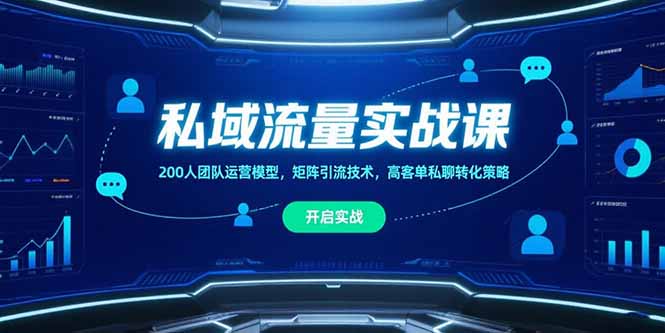 私域流量实战课,200人团队运营模型,矩阵引流技术,高客单私聊转化策略-优优云网创