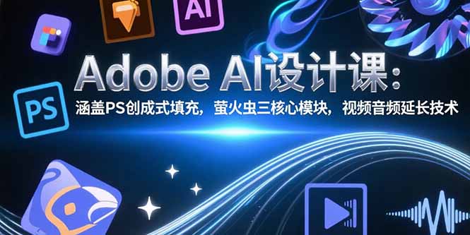 Adobe AI设计课:涵盖PS创成式填充,萤火虫三核心模块,视频音频延长技术-优优云网创