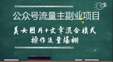 公众号流量主副业项目,美女图片+文章混合模式操作流量爆棚-优优云网创