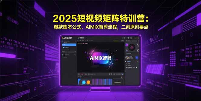 2025短视频矩阵特训营:爆款脚本公式,AIMIX智剪流程,二创原创要点-优优云网创