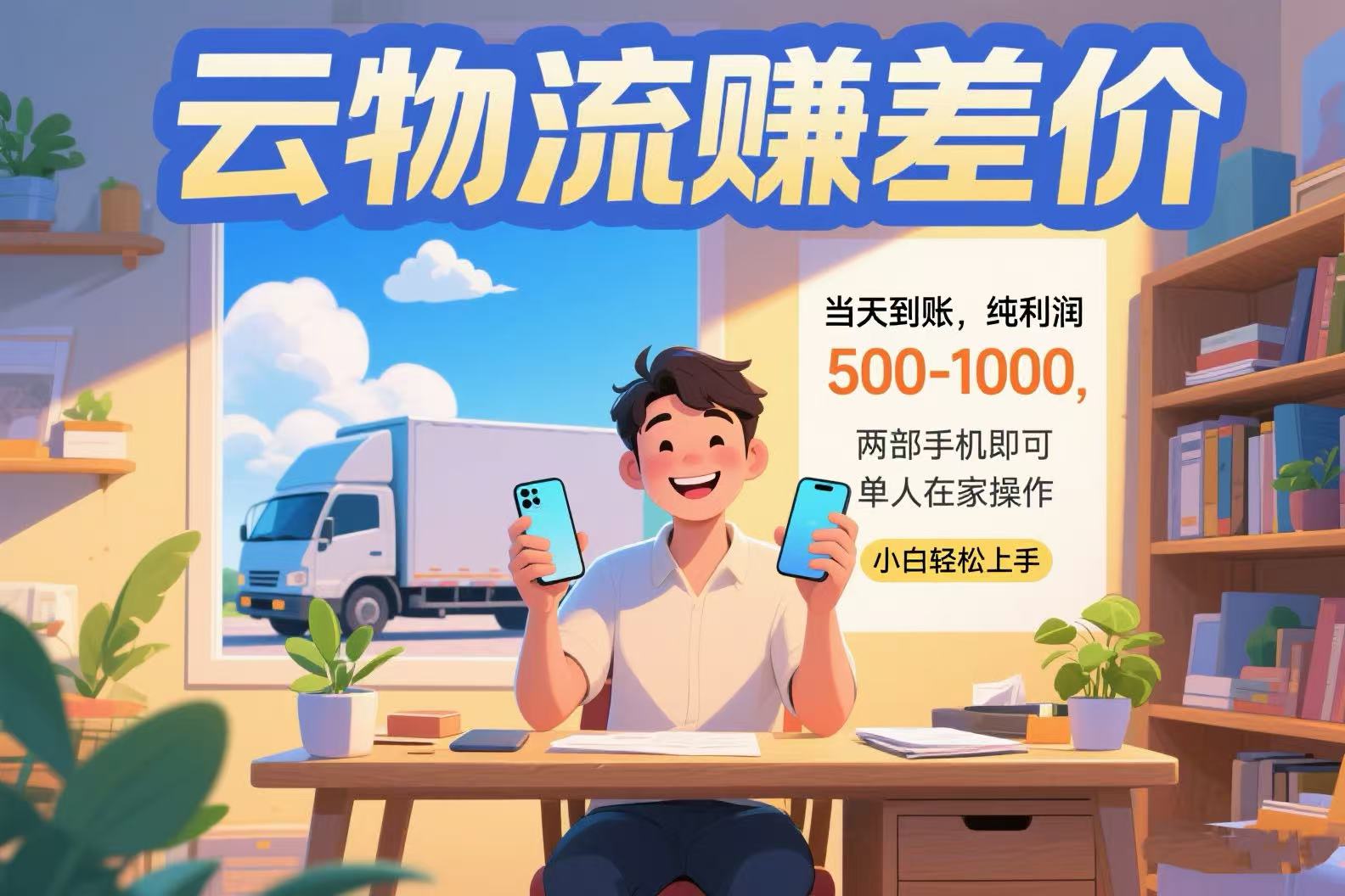 云物流赚差价 当天到账纯利润500-1000 两部手机即可 可单人在家操作 小…-优优云网创
