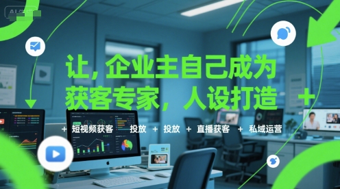 让企业主自己成为获客专家，人设打造+短视频获客+投放+直播获客+私域运营-优优云网创