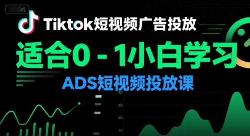 Tiktok短视频广告投放,适合0-1小白学习ADS短视频投放课-优优云网创
