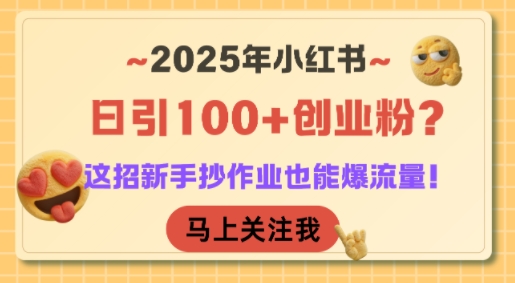 2025年小红书日引100+创业粉?这招新手抄作业也能爆流量!-优优云网创
